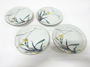 九谷焼　色絵　五寸皿　4客